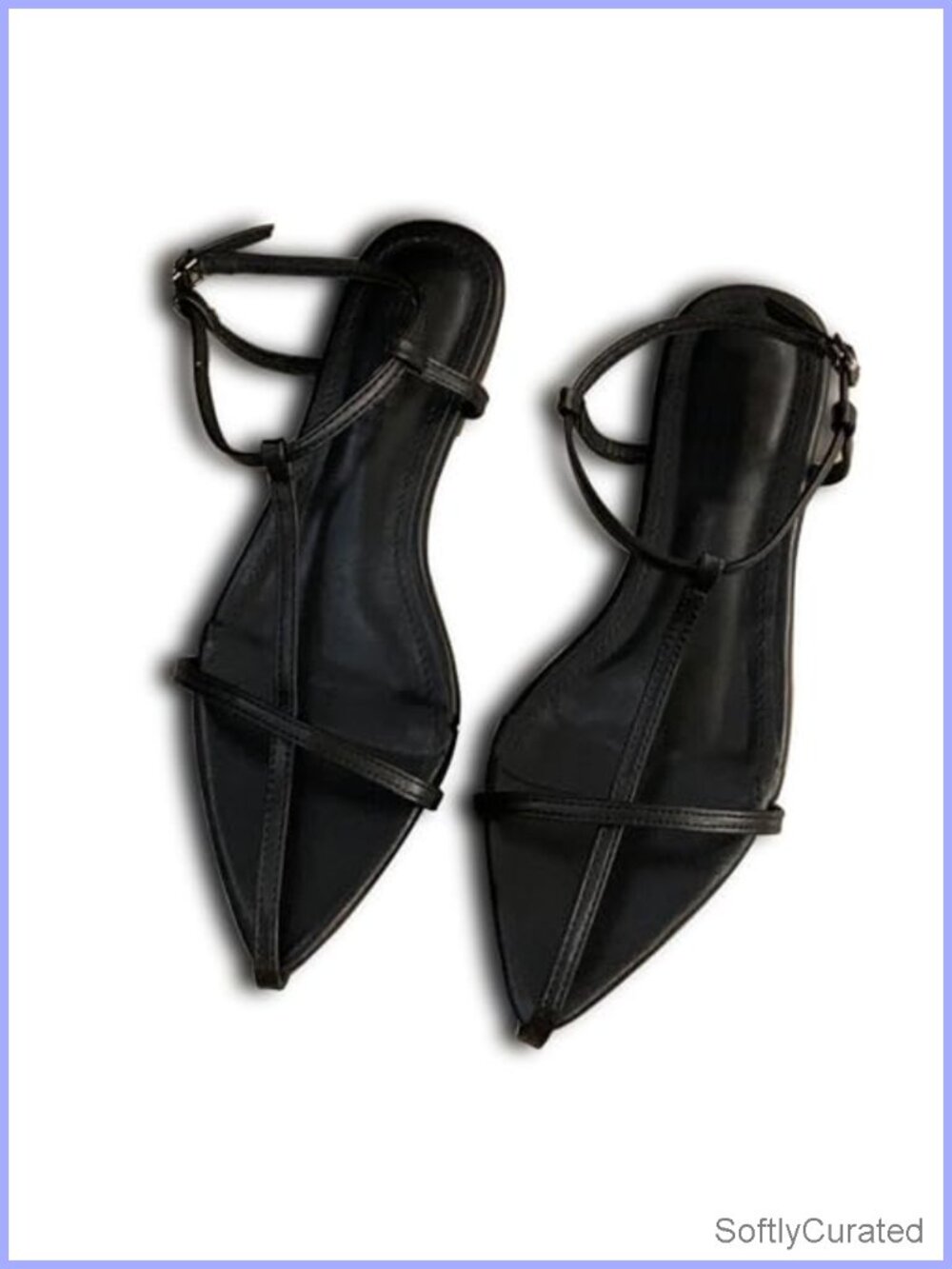 Women's Vegan Faux Leather Strappy Flat Sandals Pointed Toe Slingback Mules